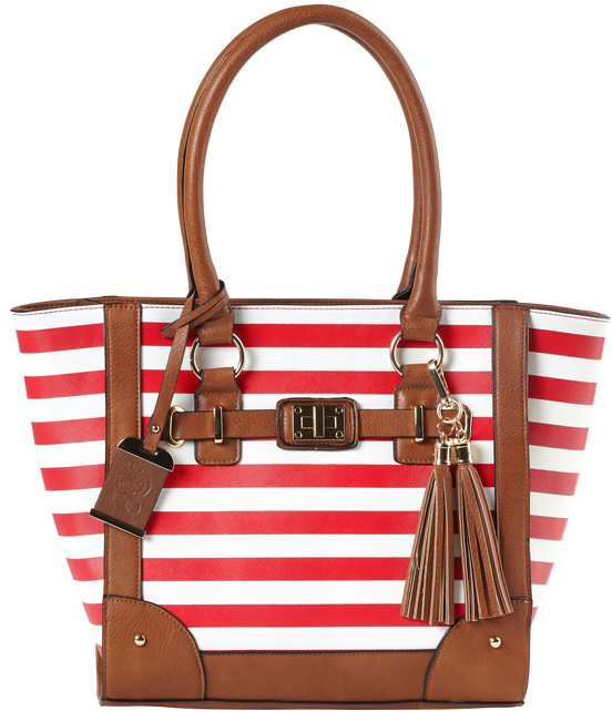 Bulldog Tote Style Conceal Carry Purse Cherry Stripe
