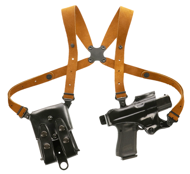 Galco JR202B Jackass Rig Shoulder System Size Fits Chest Up To 56" Black Leather Harness Fits Beretta 92F/FS Fits Taurus PT100 Right Hand