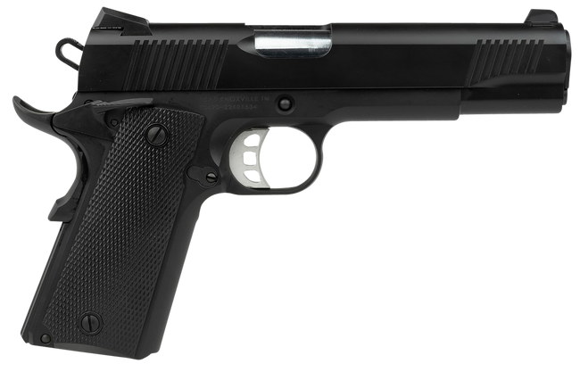 Tisas 10100530 1911 Duty 9mm Luger 9+1 5" Black Cold Hammer Forged Barrel, Serrated Steel Slide, Black Cerakote Steel Frame w/Beavertail. Black Overmolded Grips