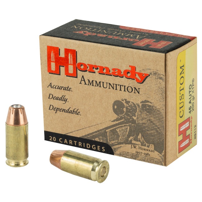 Hornady Custom Pistol Ammo 45 ACP 200 gr. XTP Jacket Hollow Point 20 rd. - 9112 - 090255391121