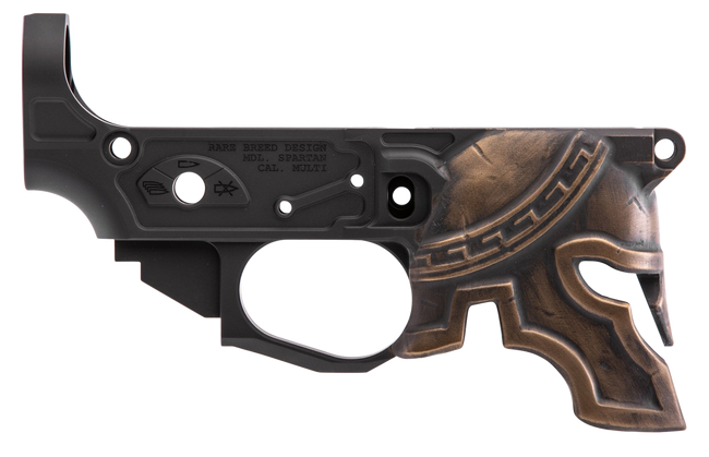 Spikes STLB610PH Rare Breed Spartan Stripped Lower Receiver Multi-Caliber 7075-T6 Aluminum Black Anodized with Painted Front for AR-15
