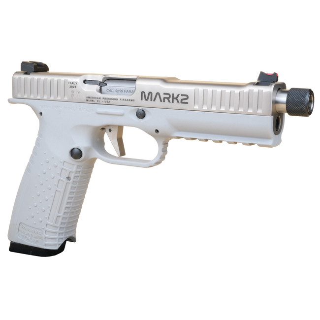 Arsenal Firearms Strike One Mark II Pistol - Silver / Stainless | 9mm | 5.5" Threaded Barrel | 2 x 17rd Mags | Straight Trigger | Fiber Optic Front Sight - AFS1MII-9-SL-17 - 810126490117