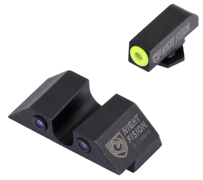 Night Fision Glock Tritium Night Sights Green Front Yellow Outline Glock 17 17L 19
