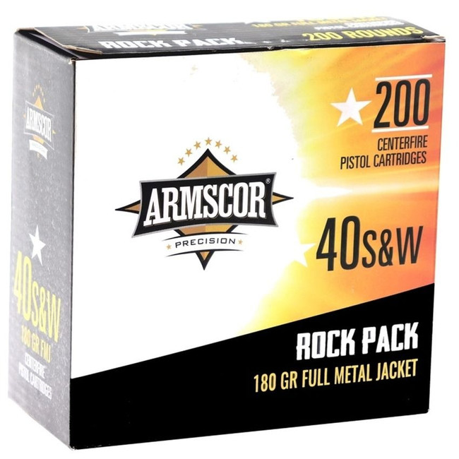 Armscor .40 S&W Rock Pack Pistol Ammo - 180 Grain | Full Metal Jacket | 800rd Case (4 Boxes)