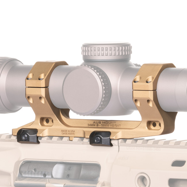 Reptilia LLC 100155 AUS Optic Mount FDE 7075-T6 Aluminum 34mm Tube Mil-Spec 1913 Picatinny Rail Mount