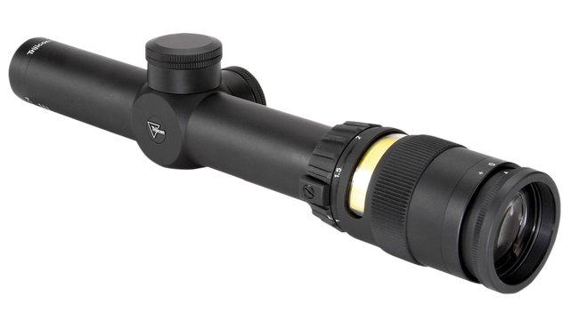 Trijicon AccuPoint 1-4x 24mm 30mm Tube Amber Triangle Post Illumination Rifle Scope