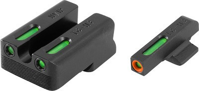TruGlo TG13NV1PC TFX Pro  Black | Green Tritium & Fiber Optic Orange Outline Front Sight Green Tritium & Fiber Optic Rear Sight