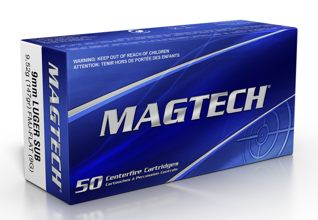 Magtech Training 9mm Luger Full Metal Jacket Subsonic 147 Grain 50 Rounds