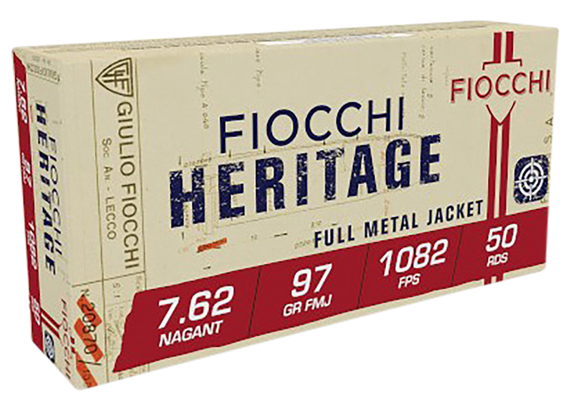 Fiocchi, Training, 7.62x38mmR Nagant, Full Metal Jacket, 97 Grain, 50 Rounds
