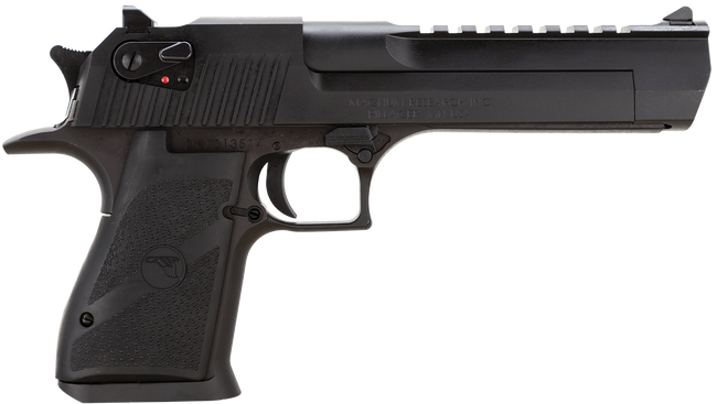 Magnum Research DE357 Desert Eagle Mark XIX 357 Mag Caliber with 6" Picatinny Rail Barrel, 9+1 Capacity, Overall  Black Finish Carbon Steel, Beavertail Frame, Serrated Slide &  Rubber Grip