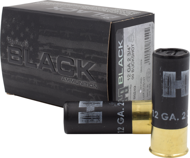 Hornady Black Buckshot Load 12 Gauge 2.75 in. 8 Pellets 00 Buck 10 rd.