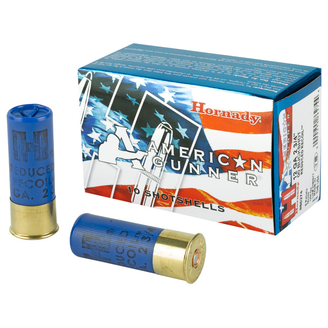 Hornady American Gunner Shotgun Ammo 12 ga. 2.75 in. 1 oz. 00 Shot Reduced Recoil 10 rd - 86274 - 090255862744