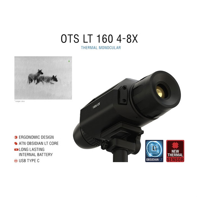 Atn Ots Lt 160 Thermal Monocular 4-8x 160x120 60 Hz Obsidian Lt Core Usb-C