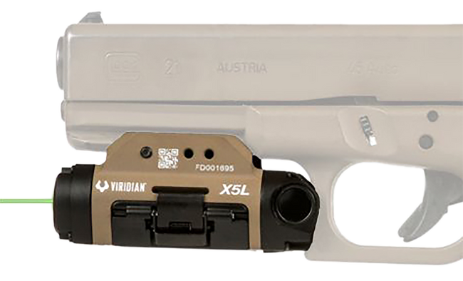 Viridian X5L-FDE Gen 3 Universal Rail Light Green Laser 500 Lumens