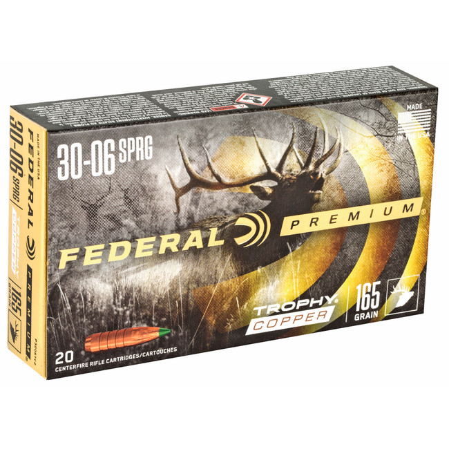 Federal Premium Trophy Copper .30-06 Springfield Copper Polymer-Tipped 165 Grain 20 Rounds - P3006TC2 - 029465063504
