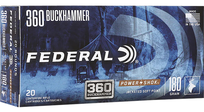 Federal PowerShok Rifle Ammo 360 Buckhammer 180 gr. PowerShok 20 rd.