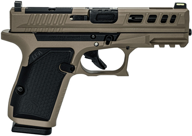 Live Free Armory AMP Compact Pistol - FDE | 9mm | 3.9" Fluted Barrel (Ported) | 15rd | Optic Cut