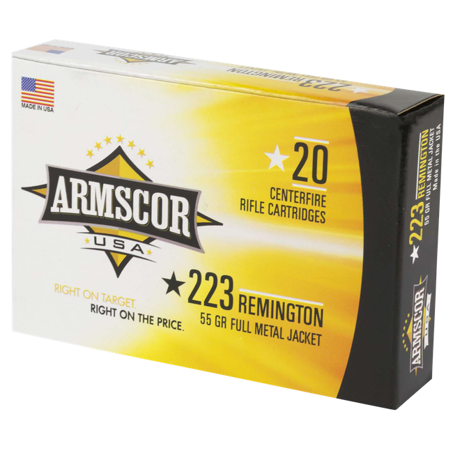 Armscor Range Rifle Ammo 223 Remington Full Metal Jacket 55 Grain 20 Rounds