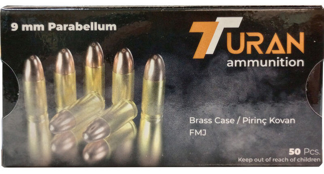 Turan 9mm 124gr Fmj Brass Case 1000rd