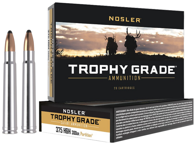 Nosler 40608 Trophy Grade Safari  375H&HMag 300gr Nosler Solid 20 Rounds