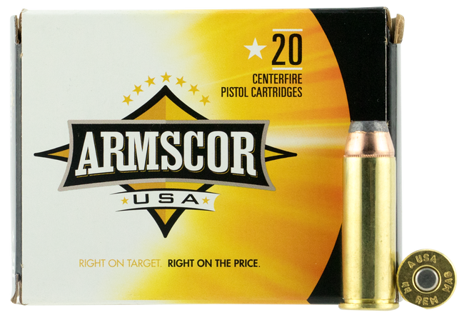 Armscor Defense Pistol Ammo 44 Remington Magnum Jacketed Hollow Point 240 Grain 20 Rounds