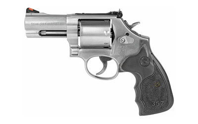 Smith & Wesson 150853 Model 686 Plus 357 Mag 7rd Shot 3" Satin Stainless Steel Barrel, Cylinder & Frame, Black/Silver Custom Wood Grip - 150853 - 022188145175