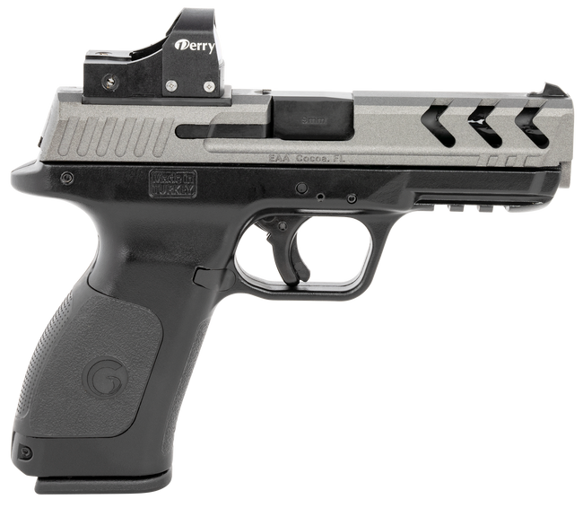 Girsan 390135 MC28 SA 9mm Luger 4.25" 17+1 Black Finish Frame with Serrated Matte Gray Steel with Optic Cut Slide, Interchangeable Backstrap Grip & Picatinny Rail Includes Red Dot