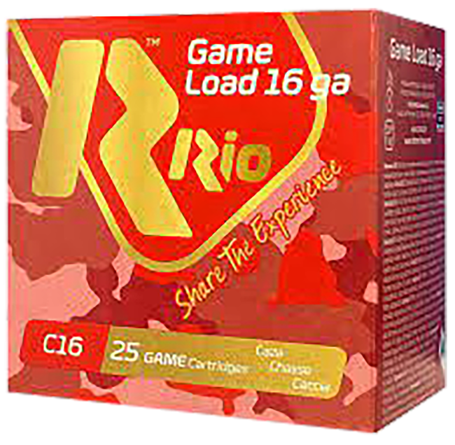 Rio Ammunition RCHV168 Game Load  16Gauge 2.75" 1 1/8oz 8Shot 25 Rounds