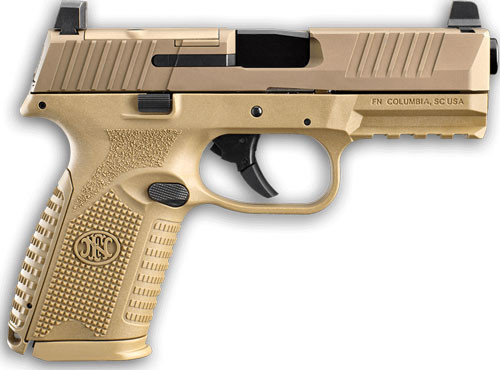 FN 66100742 509M MRD Mid-Size 9mm Luger 10+1 4" Black Recessed Crown Barrel, Flat Dark Earth PVD Optic Ready/Serrated Steel Slide, Flat Dark Earth Polymer Frame w/Picatinny Rail, Ambidextrous - 66100742 - 845737011574