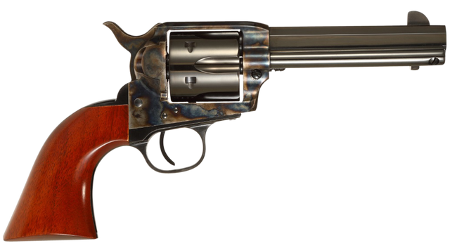 Taylors & Company 556104 1873 Cattleman Drifter 357 Mag Caliber with 4.75" Blued Finish Barrel, 6rd Capacity Blued Finish Cylinder, Color Case Hardened Finish Steel Frame & Walnut Grip