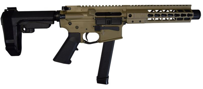 Brigade MFG BM-9 Forged Aluminum AR Pistol - FDE | 9mm | 9" Barrel | 8" U-LOC Rail | Faux Can | SBA3 Arm Brace