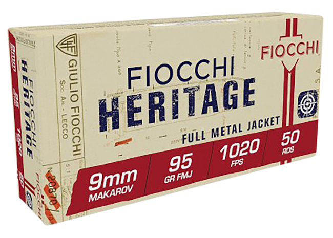 Fiocchi 9MAK Heritage  9mmMakarov 95gr Full Metal Jacket 50 Rounds