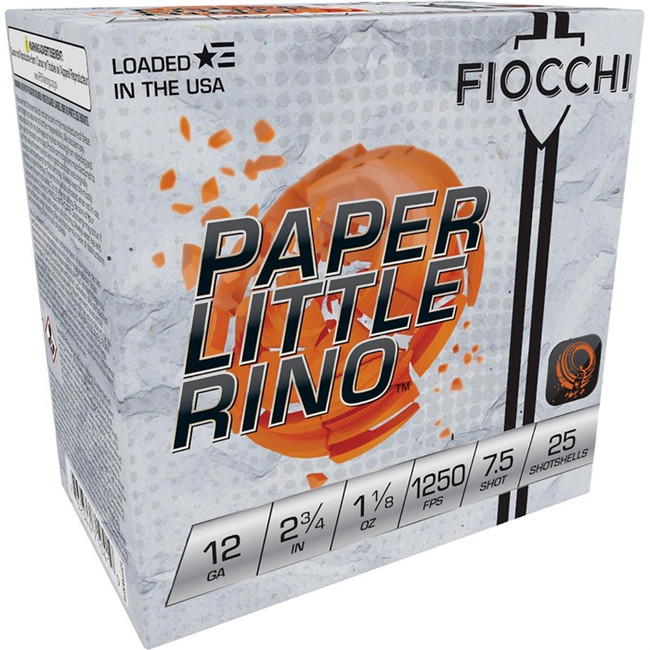 Fiocchi 12FPWR75 Paper Little Rino Extrema 12Gauge 2.75" 1 1/8oz 7.5Shot 25 Rounds