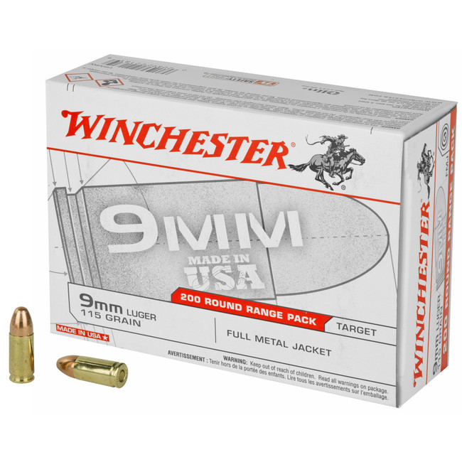 Winchester, Usa Pistol, 9mm Luger, Full Metal Jacket, 115 Grain, 200 Rounds