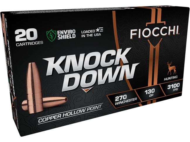 Fiocchi Knock Down Rifle Ammo 270 Win. 130 gr. Copper HP 20 rd.