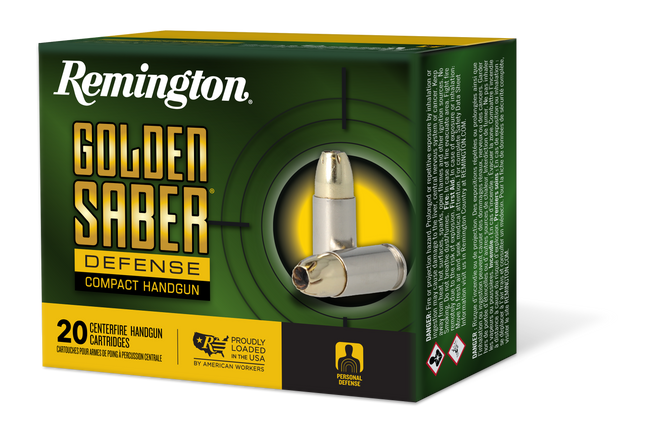 Remington Ammunition 27618 Golden Saber Defense 40S&W 180gr Brass Jacketed Hollow Point 20 Rounds