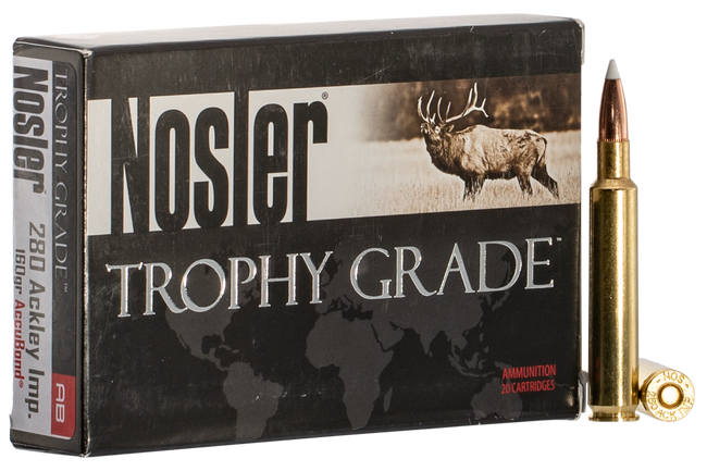 Nosler Trophy Grade Rifle Ammunition 280 Ack Imp 160 gr. AB SP 20 rd.