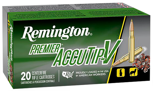 Remington, Premier AccuTip, 222 Remington, AccuTip V Boat Tail, 50 Grain, 20 Rounds