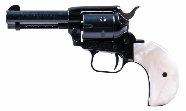 Heritage Rough Rider Revolver - Black | .22 LR / .22 WMR | 3.5" Barrel | 6rd | Altamont White Pearl Bird Head Grips