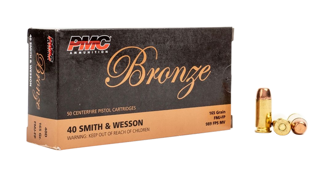 PMC Bronze .40 S&W Handgun Ammo - 165 Grain | FMJ-FP | 50rd Box