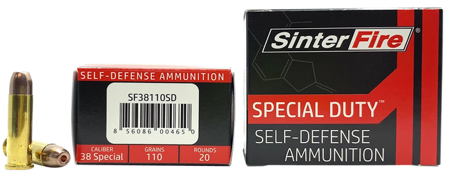 Sinterfire Special Duty Pistol Ammo 38 Spcl. 110 gr. HP 20 rd.