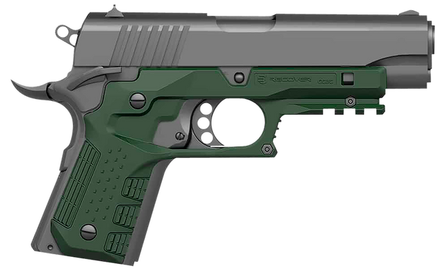 Recover Tactical CC3C03 Grip Rail System for Compact 1911 Green Picatinny