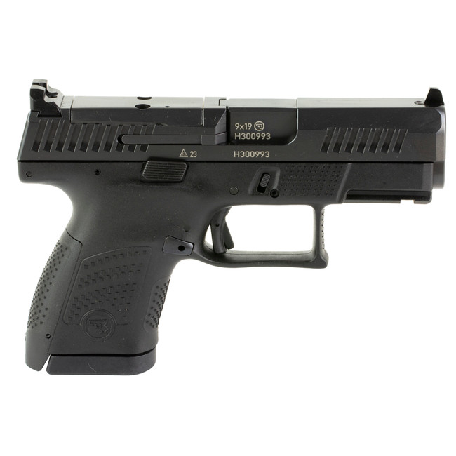 CZ-USA 01568 P-10 S  Sub-Compact Frame 9mm Luger 10+1 3.50" Black Steel Barrel, Black Nitride Optic Ready/Serrated Steel Slide, Black Polymer Frame w/Picatinny Rail - 01568 - 806703015682
