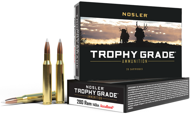Nosler Trophy Grade Rifle Ammunition 280 Rem 140 gr. AB SP 20 rd.