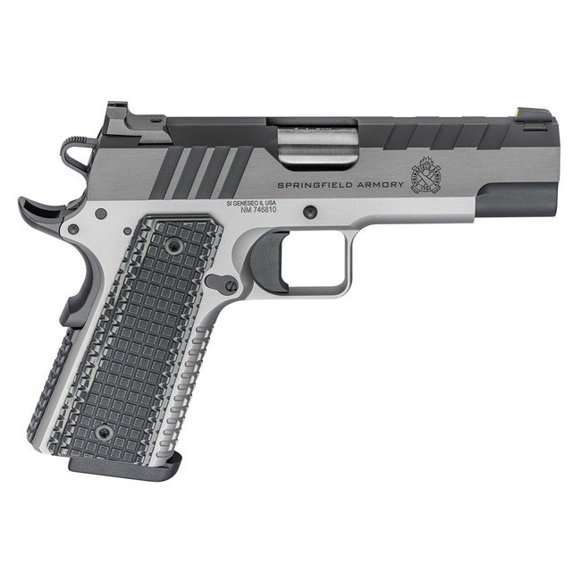 Springfield Armory PX9217L 1911 Emissary 9mm Luger 9+1 4.25" Bull Barrel,  Stainless Steel Frame w/ Beavertail, Serrated Blued Carbon Steel Slide, Black VZ Thin-Line G10 Grip - PX9217L - 706397934514