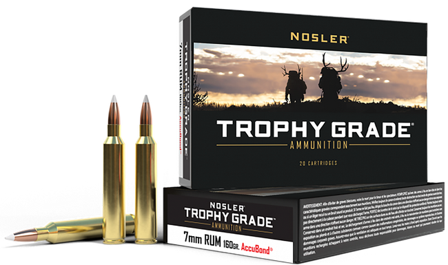 Nosler Trophy Grade Rifle Ammunition 7mm RUM 160 gr. PT SP 20 rd.