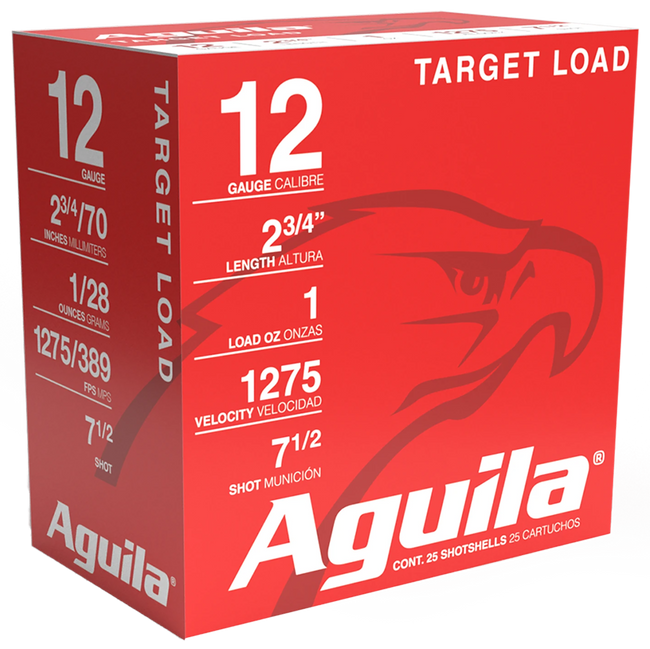 Aguila Ammunition Target 12ga Birdshot 2.75 inch Shotgun Shells - #7.5 Shot | 1-1/8oz | 1250 fps | 25rd Box