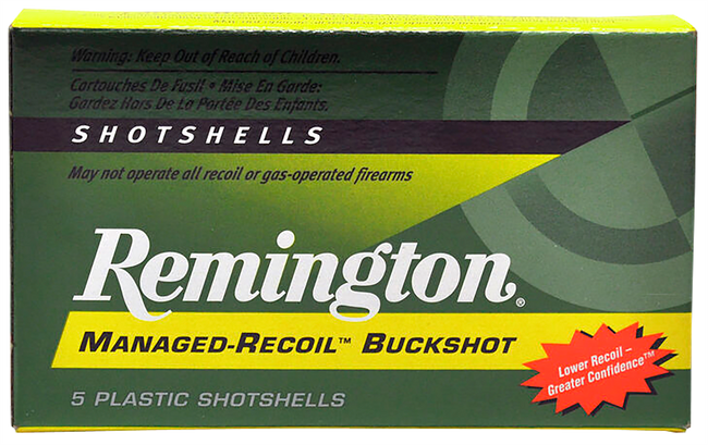 Remington Managed Recoil Buckshot Loads 12 ga. 2.75 in. 8 Pellet 00 Buck Shot 5 rd.