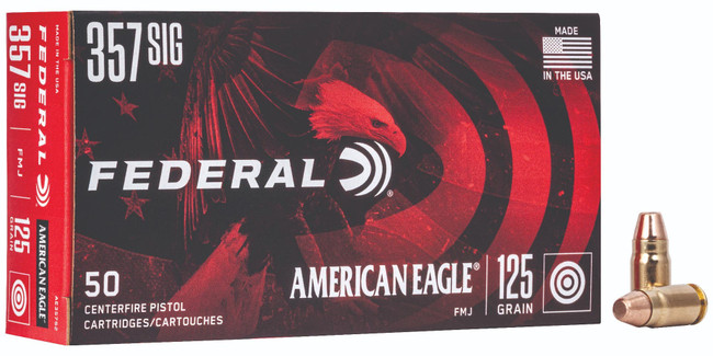 Federal American Eagle 357 Sig Full Metal Jacket 125 Grain 50 Rounds - AE357S2 - 029465089924