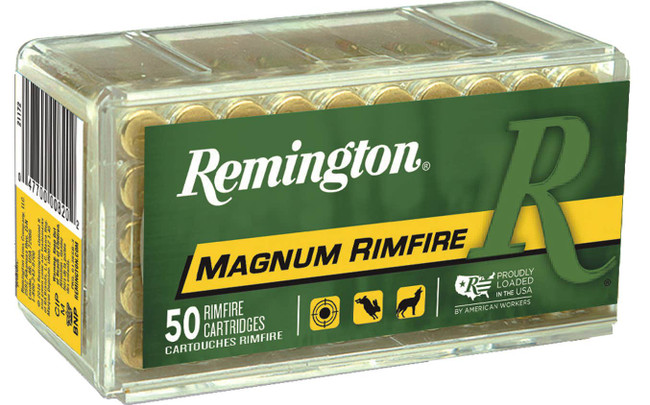 Remington Magnum Rimfire Ammo 22 Winchester Magnum Rimfire Jacketed Hollow Point 40 Grain 50 Rounds - 21170 - 047700008301